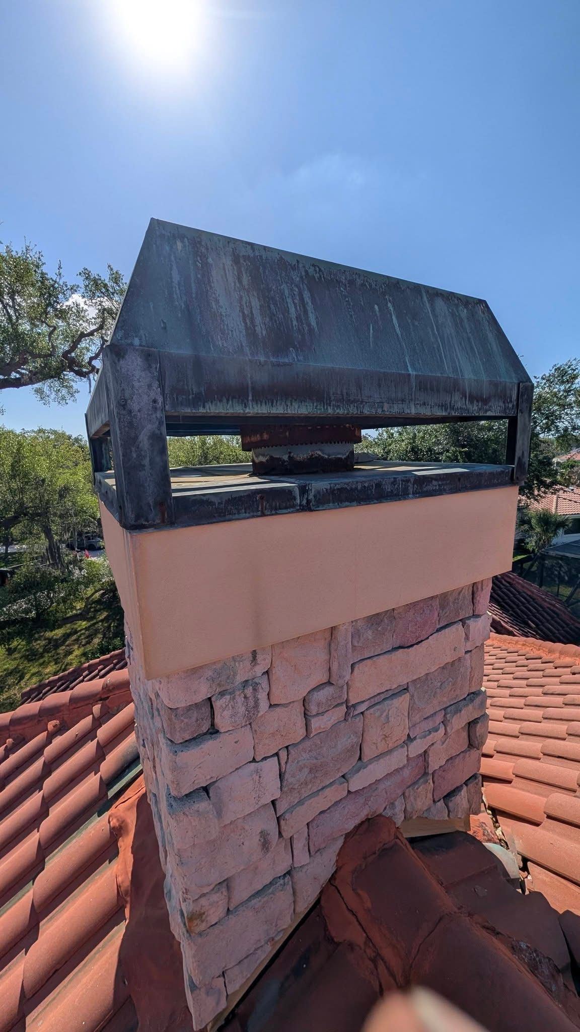 Chimney work typical of the Houston area